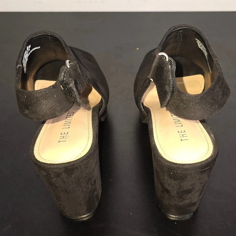 Botas The Limited Black Peep Toe camurça tamanho 8 M salto bloco robusto  - Imagem 4 de 4