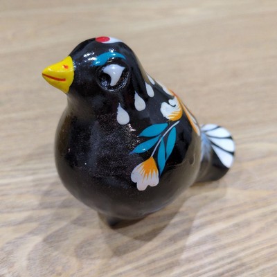 schwarzer Keramik Blumenvogel