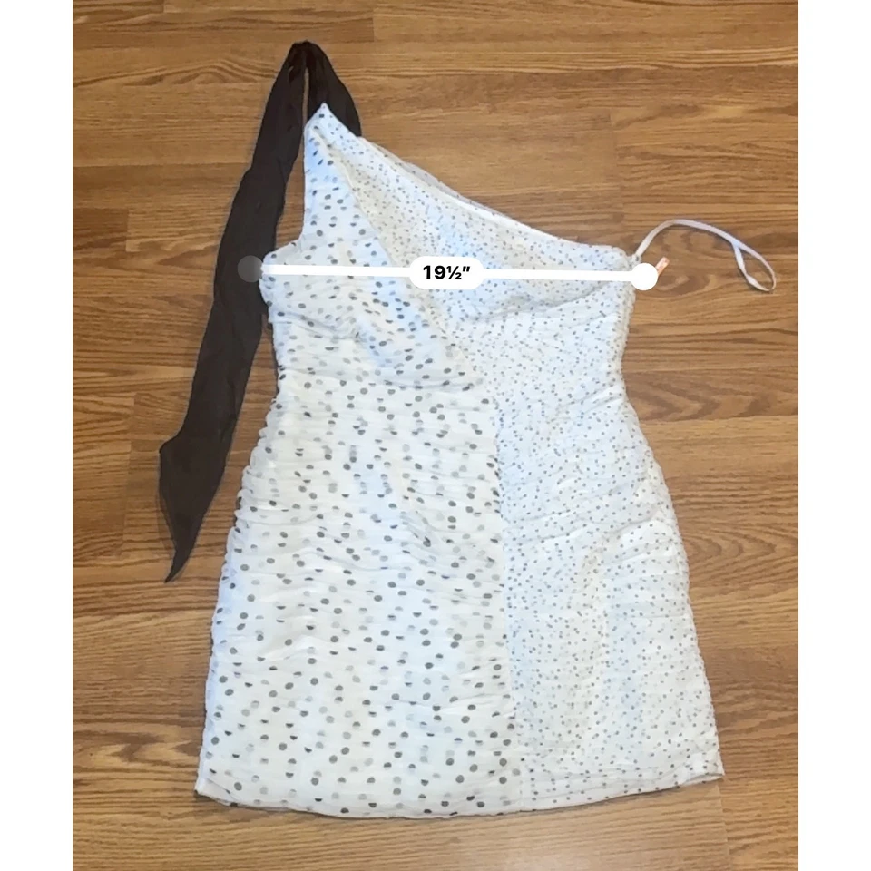 HALSTON white and black ANALISE DRESS IN MICRO DOT MINI Dress size 14 - Image 3 of 4