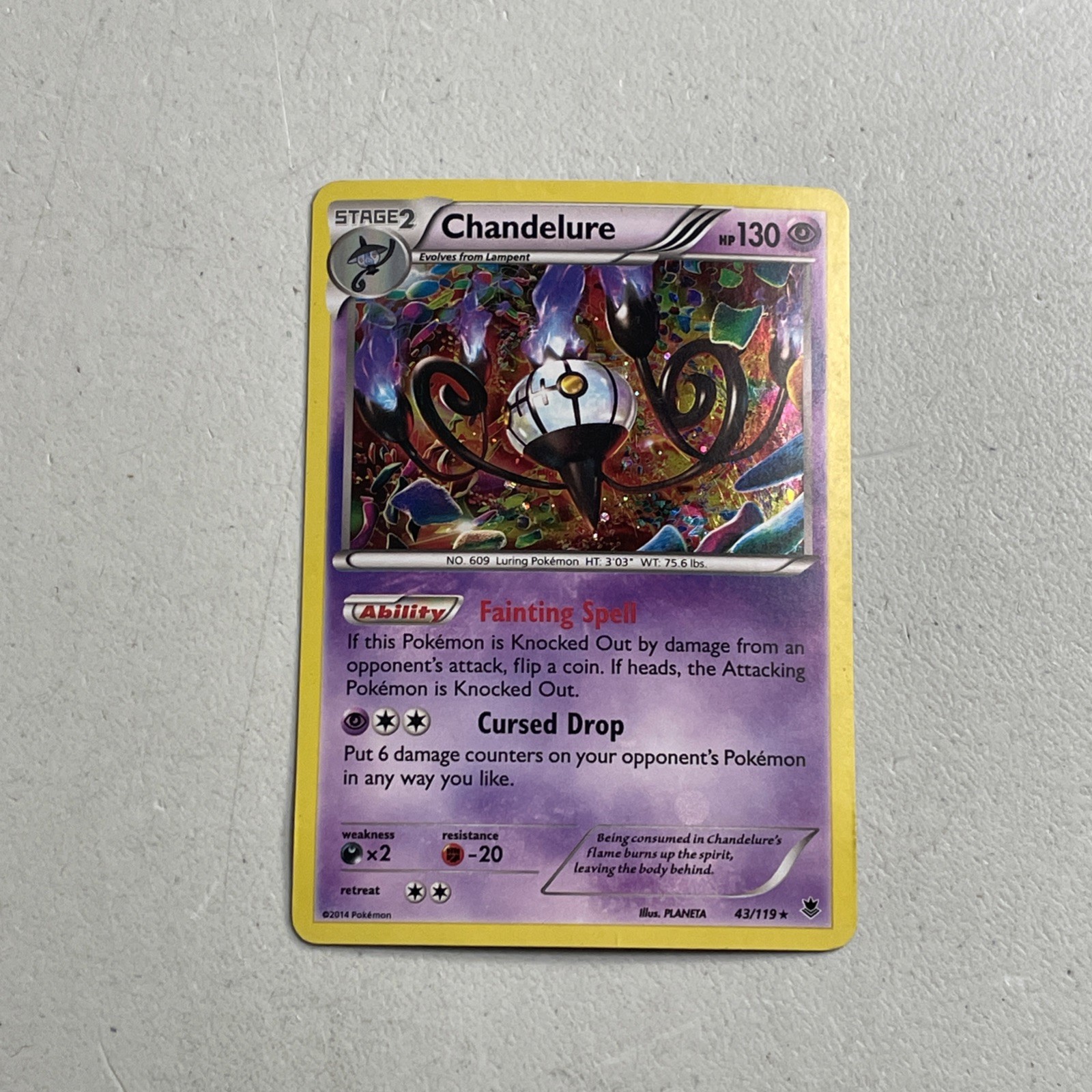 Pokemon TCG 2014 Phantom Forces Card -- Chandelure 43/119 Holo