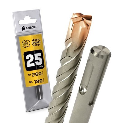 SDS Plus Hammerbohrer 4X Schneiden PGM Ø 25mm x 180mm - AMBOSS Werkzeuge SDS