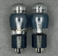 (2) Sylvania 6L6GA Power Tubes Grey Glass D Getters 1960s Tests NOS TV-7U
