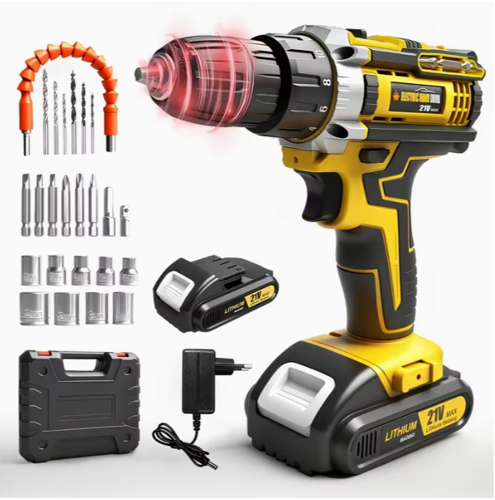 Trapano Avvitatore Elettrico Wireless 3/8" Batteria LED Casa Fai Da Te