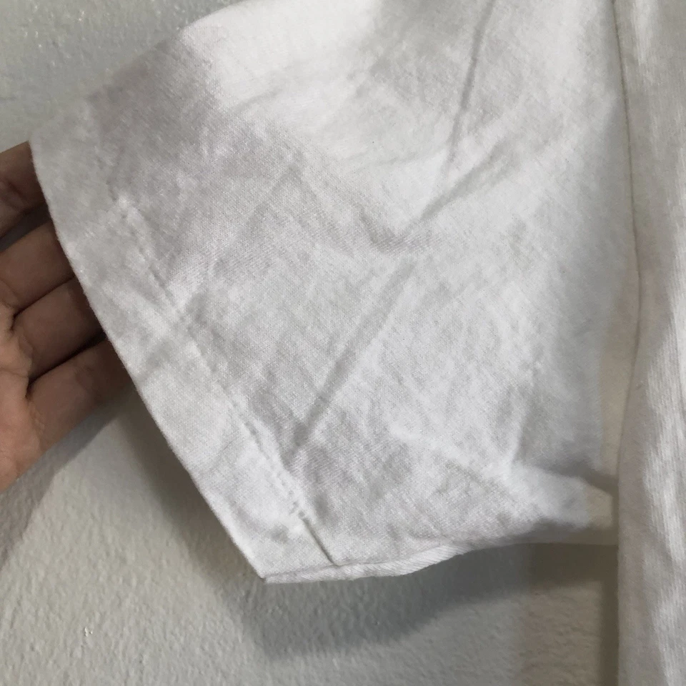 Camisa vintage branca V Gene Meyers desenho animado tamanho grande 1990 ponto único  - Imagem 4 de 4