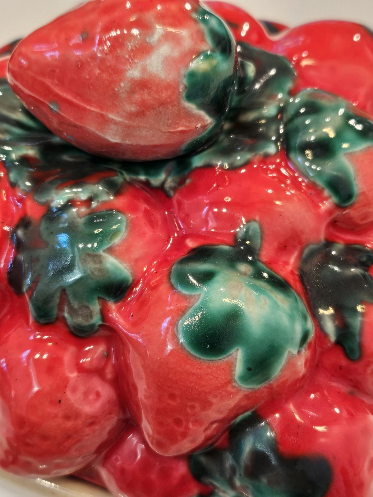 Vintage HOUSE OF WEBSTER 8" 2 Pc Basket of Strawberries Canister Cookie Jar