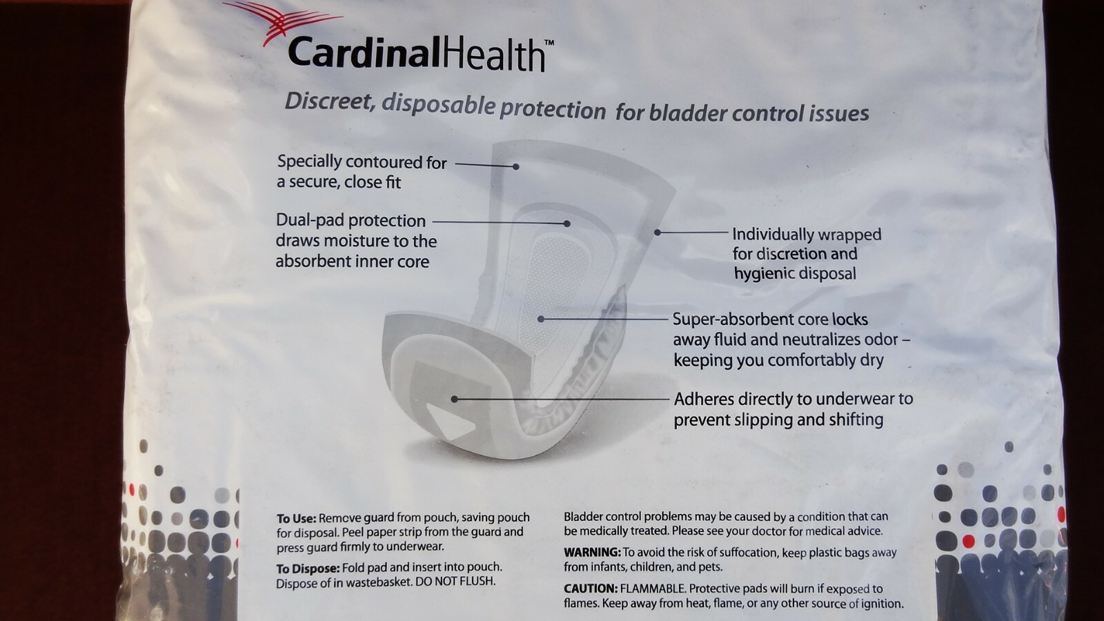 Cardinal Health Men's Protective Guards Bladder Control Maximum Abs. ~ 52 Count 