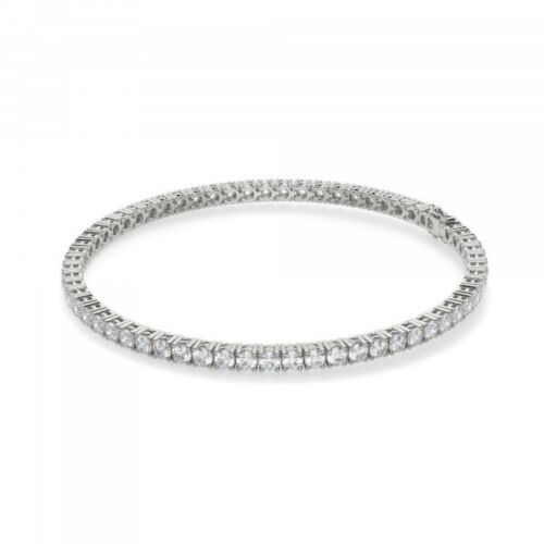 Bracelet de tennis homme 5 ct 3 mm diamant simulé plaqué or blanc 14 carats - Photo 1 sur 6