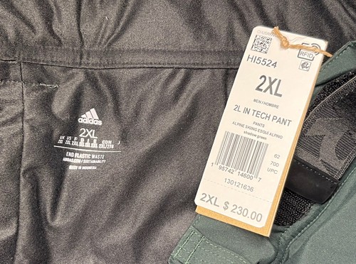 Adidas 2L IN Tech Pant Alpine Pants Green Mens Size 2XL Ski Snow HI5524 New - Picture 3 of 5