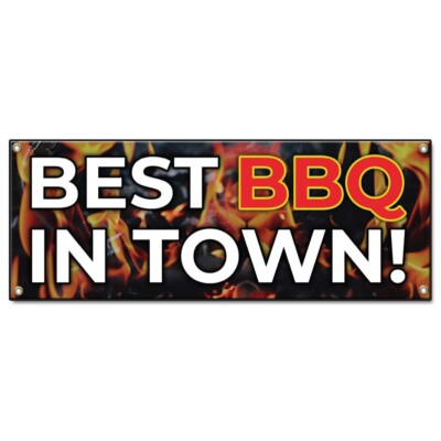 Best BBQ In Town Banner Concession Stand Food Truck Single Sided
