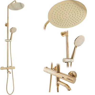 Duschsystem Thermostat Regendusche Duschset Dusche Duscharmatur Gold Design Rea