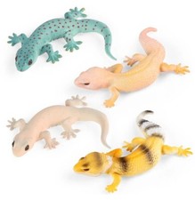 4pc Leopard Gecko Lizard Animal Toy PVC Action Figure Doll Kids Toys Party Gifts