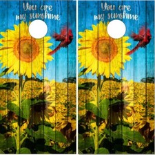 Sunflower Sunshine Wood Cornhole Wrap Bag Toss Skin Decal Sticker