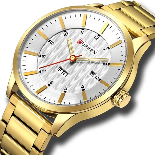 Orologio Curren Uomo Quarzo Lusso Oro Orologio Da Polso Luminoso Business Uomo Orologio NUOVO - Foto 11 di 29