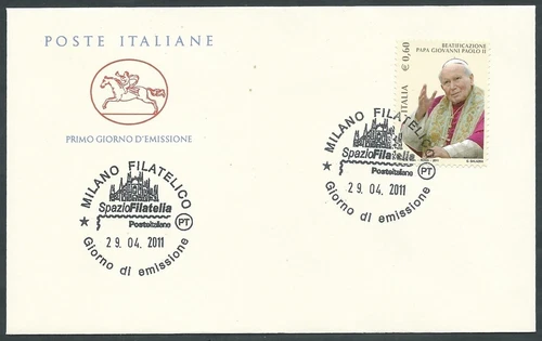 2011 ITALY FDC HORSE JOHN PAUL II NO ARRIVAL STAMP - CG
