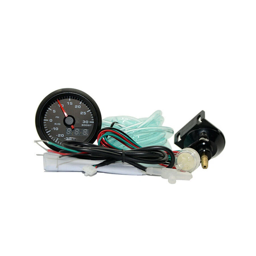 12V 2" 52mm 7-Color LED Automobile Turbo Boost Gauge Meter Digital Dual Display - Image 3 of 4