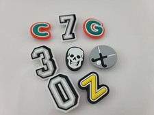 Lot of 8 Numbers Letters Golf and Skull PVC Shoe Charms