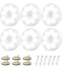6 Pack Motion Sensor Light 8 LED Lights 3 Light Modes Cordless Magnetic Sticker