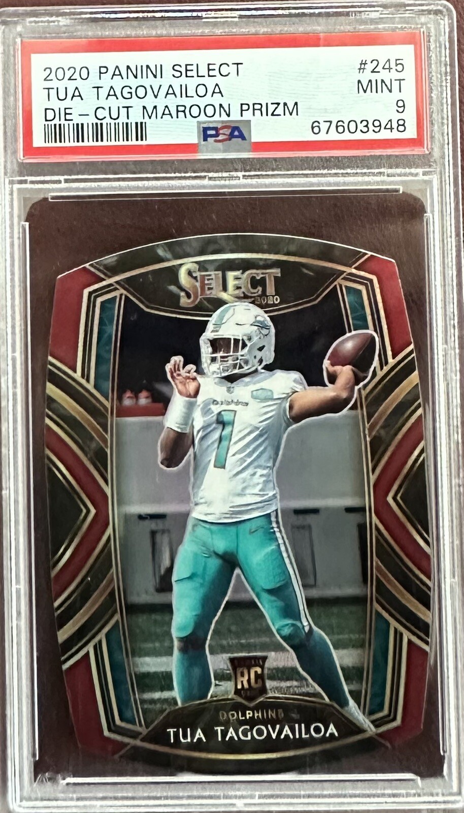 PSA 9 2020 Select Club Level Die-Cut Maroon Prizm Tua Tagovailoa RC #245