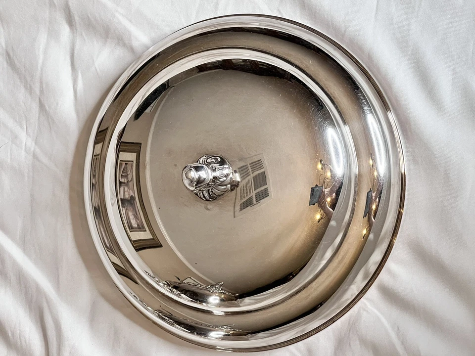 Bonito cubo de hielo barroco de Wallace 753 con revestimiento de cerámica y tapa plato de plata Foto 2 de 4