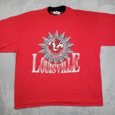 Vintage Louisville Cardinals Shirt XL Mens Ringer Short Sleeve Mascot Red Adult