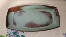 Frankoma Pottery Rectangle Serving Dish 94Q Prairie Green Cattle Brands Aztec