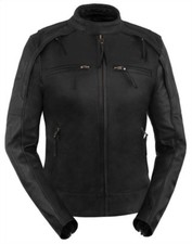 True Element Womens Leather Motorcycle Jacket With Reflective Piping (xs-3xl)