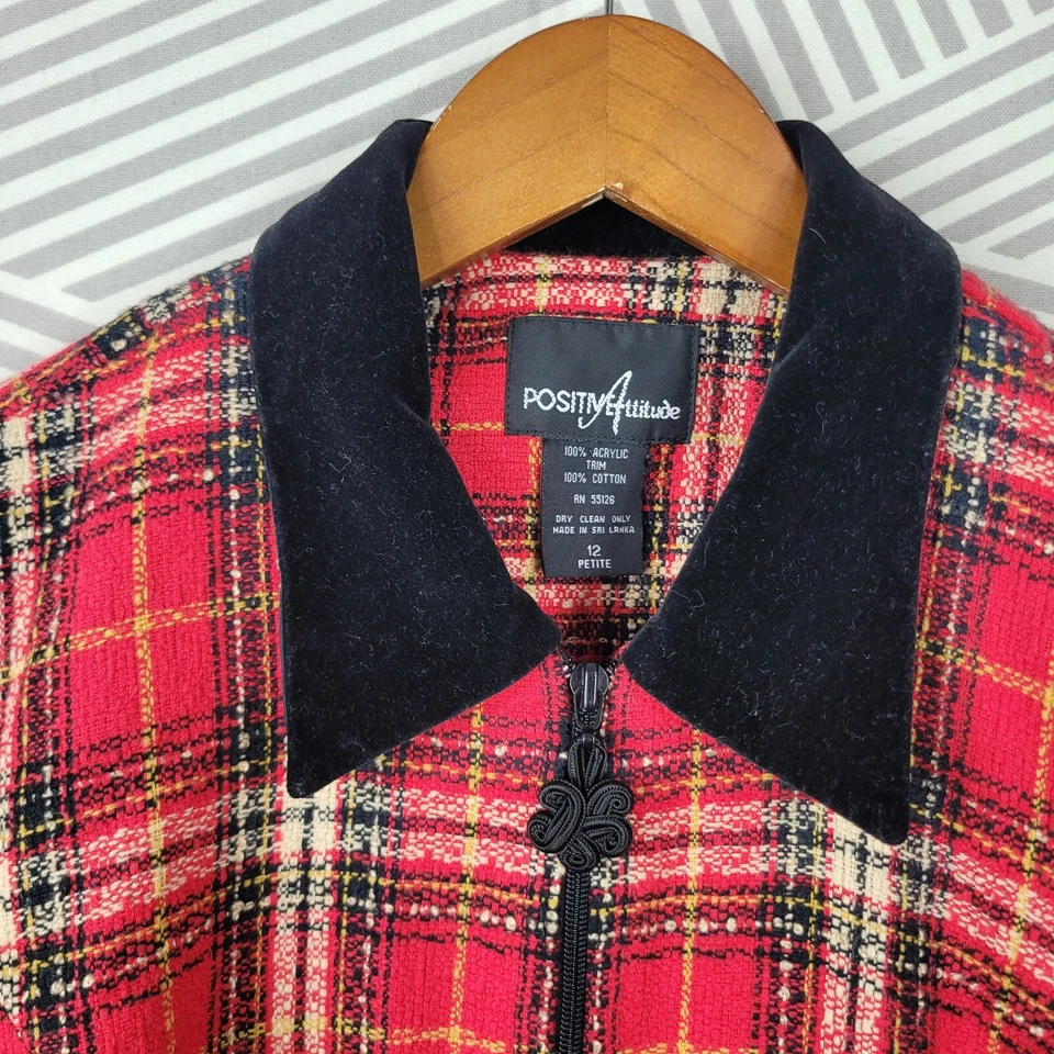 Vestido Vaina Vintage 12 Pequeño Navidad Cuadros Vacaciones Cremallera Cuello Terciopelo Rojo Foto 4 de 4