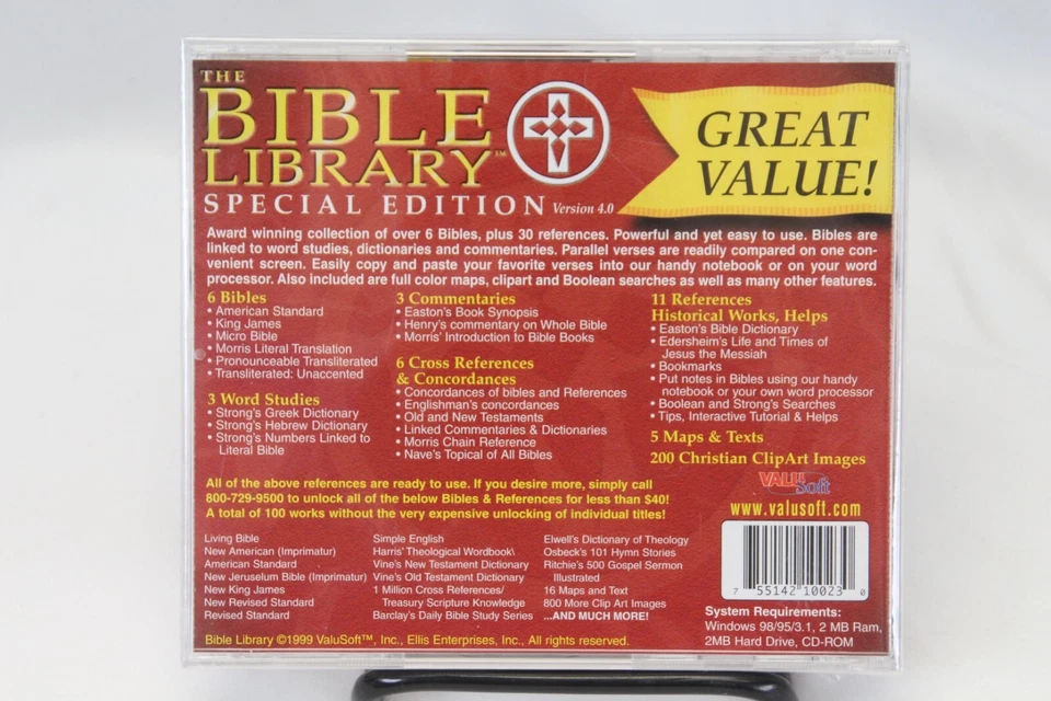The Bible Library Special Edition 1999 ValuSoft Windows 95/98 NEW FACTORY SEALED - Image 3 of 4