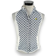 Magnolia Lane Tech The Masters Reversible Vest Womens Small White Blue Geometric
