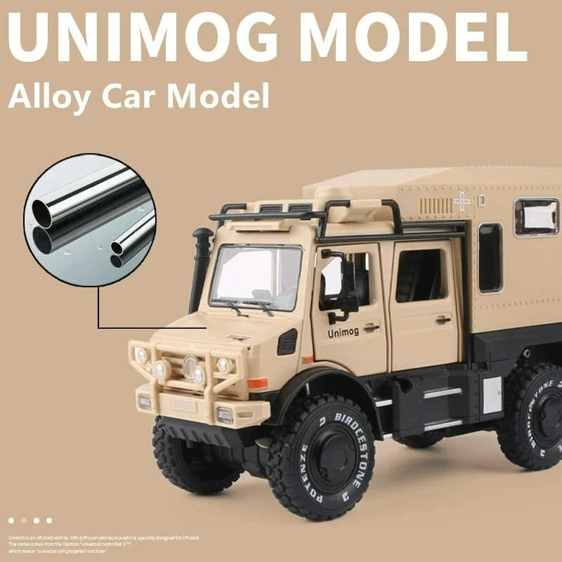 1/32 UNIMOG U4000 Touring Car Vehicle Diecast Model Truck Sound Light Kids Toys - Image 4 of 4