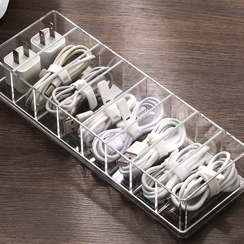 Clear Acrylic Charge Cable Organizer Box Data Cable Management USB Cord Case - Picture 6 of 28