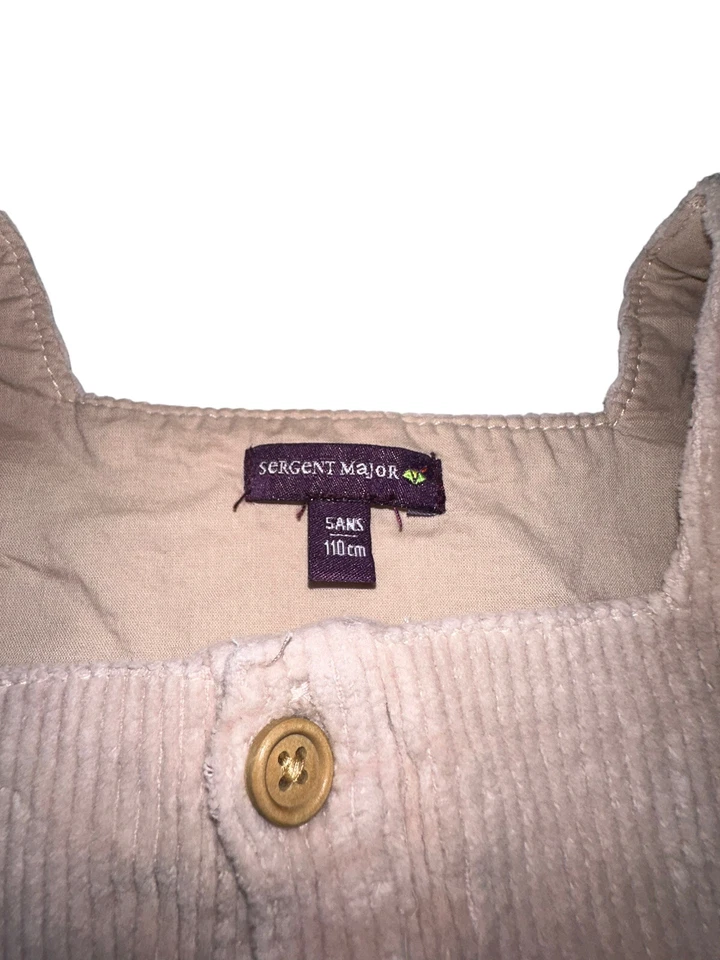 Vestido tipo jersey de pana Sergent Major para niñas talla 5 flores bordadas tostadas Foto 3 de 4