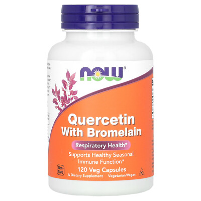 Now Foods Quercetin with Bromelain 120 Veg Capsules GMP Quality Assured, Kosher,