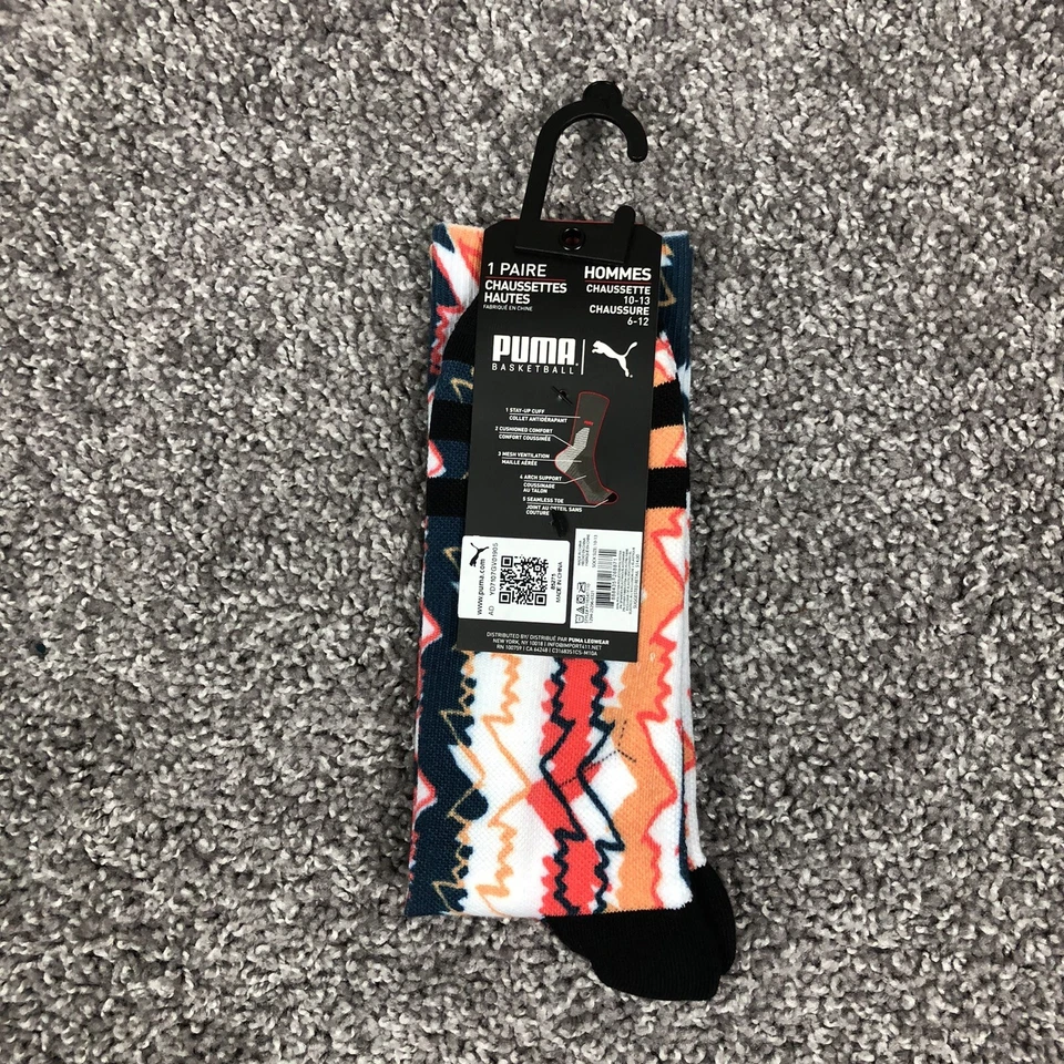Puma Basketball Men's 3 PAIRS Crew Socks Colorful Sock Size 10-13/Shoe 6-12 - Image 2 of 4