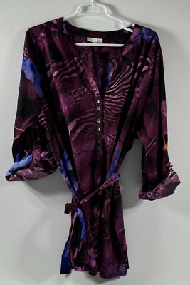 Flint & Moss Belted Floral Tunic Top Boho Artsy Women s 3X Plus Layering 