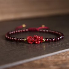 Dragon Charm Garnet Stone Bracelet Healing Crystal Love Bracelet Handmade