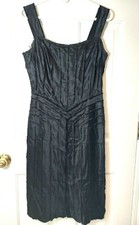 CALVIN KLEIN Women's Black Silk Side Zip Cocktail Sheath Textured Dress Size 6