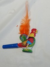 VINTAGE 50 s Western GERMANY Toy Whistle Rooster Metal Chicken Collectable