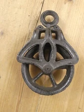 Rustic Pulley Cable Wheel Farmhouse Country Home Decor Cast Iron Hanging Barn 