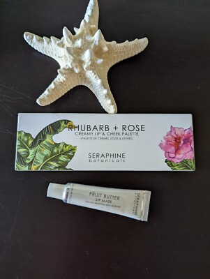 Seraphine Botanicals Rhubarb + Rose Lip & Cheek Palette + Fruit Butter Mask NEW