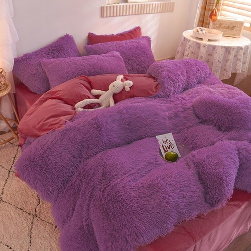 Luxury Velvet Plush Warm Bedding Set Duvet Cover Bed Sheets Pillowcases 4/5pcs - Picture 25 of 27