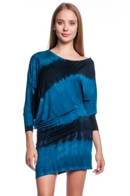 Young Fabulous and Broke Cantrall Sun Ray Stripe Dress Blue Navy Short Tie Dye