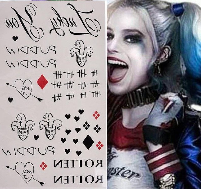 Halloween Cosplay Suicide Squad Joker Heart Temporary Tattoos Stickers