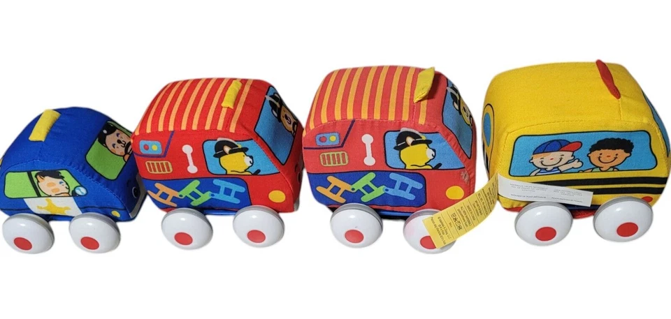 Набор из 4 мягких детских игрушек Melissa & Doug K's Pull Back Town Vehicles - Изображение 3 из 4