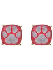 Paw Print Stud Earrings Red/Gray -gold. Gameday