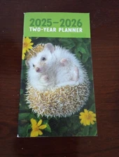 Hedgehog 2025- 2026 Monthly Pocket Planner Calendar 64 Pages  3.3 x 6 in. 2 Year