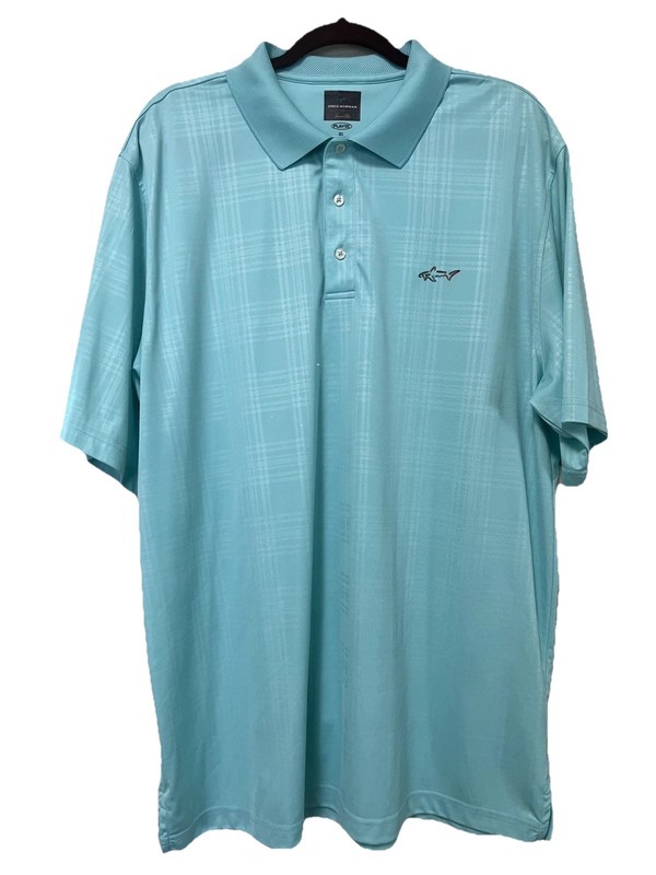 Men’s Golf Polo XL / Greg Norman Play Dry Blue Shark Short Sleeve Shirt