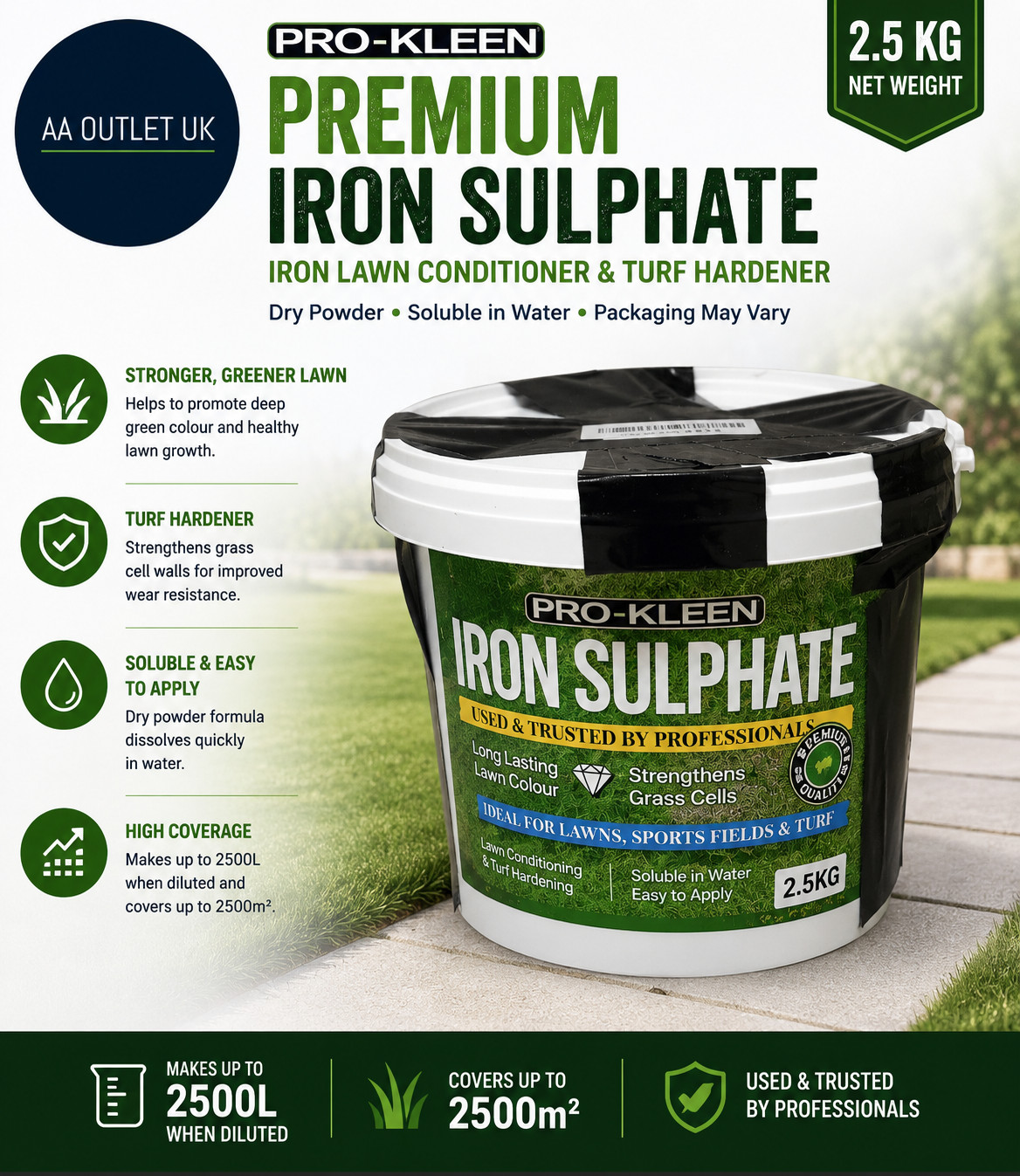 Pro Kleen 2.5kg Premium Iron Sulphate Makes Up To 2500L When Diluted 232861