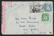 WWII IRELAND KERRY DUAGH TO US AIR MAIL DOUBLE CENSOR COVER 1941