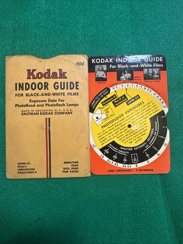 Vintage Kodak Indoor Guide For Black & White Films  Exposure Data 